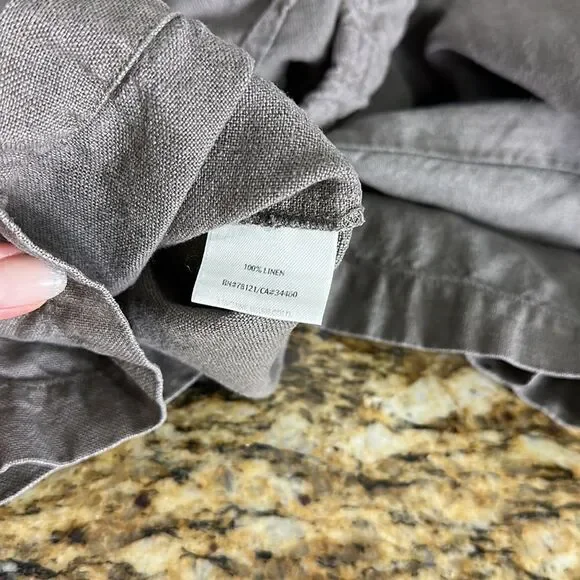 Eileen Fisher Brown Linen Wide Leg Mid Rise Pants Size M - Picture 3 of 13